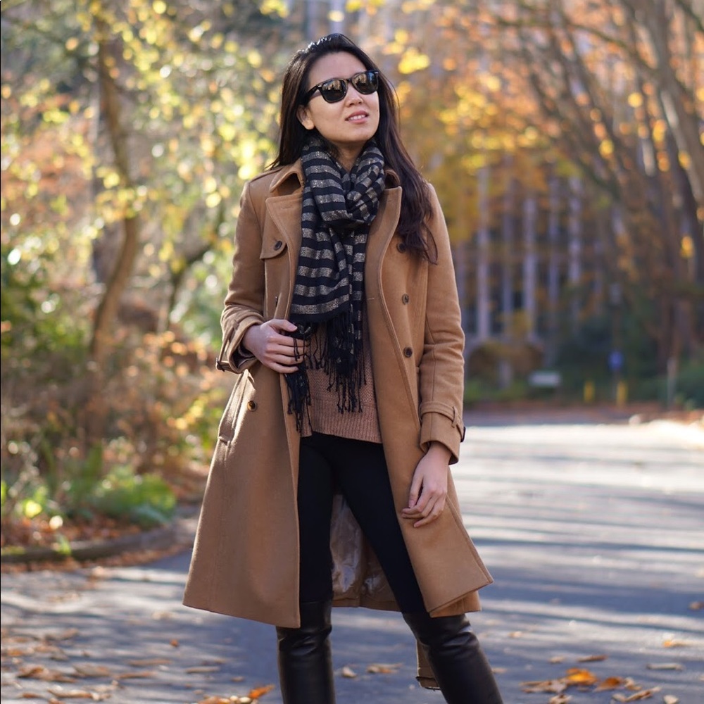 BLOGGER FAV J Crew Wool cashmere icon trench coat - Picture 2 of 7